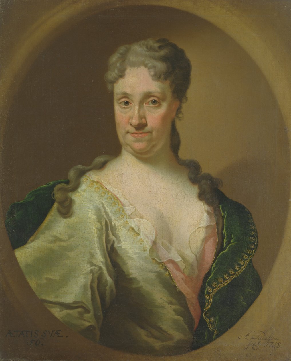 Retrato de Barbara Lutken (1664-1740), 1718 (ver também 179058) de Anton Paulsen