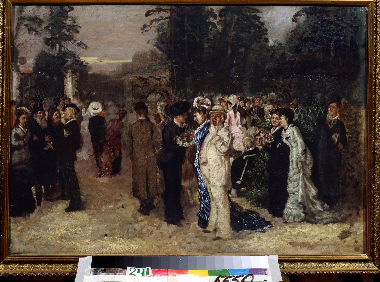 Festivais publiques au parc Sokolniki (Moscou) (Festivais públicos em Sokolniki). Peinture de Nikolai Pavlovich Chekhov (1859-1889). Huile sur toile, art russe. Museu Literário Central do Estado, Moscou. de Anton Pavlovich Chekhov