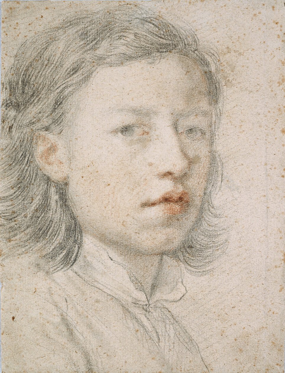 Autoportait - Trabalho de Anton Raphael Mengs (1728-1779), giz vermelho e giz sobre papel (26,1x20,2 cm) de Anton Raphael Mengs