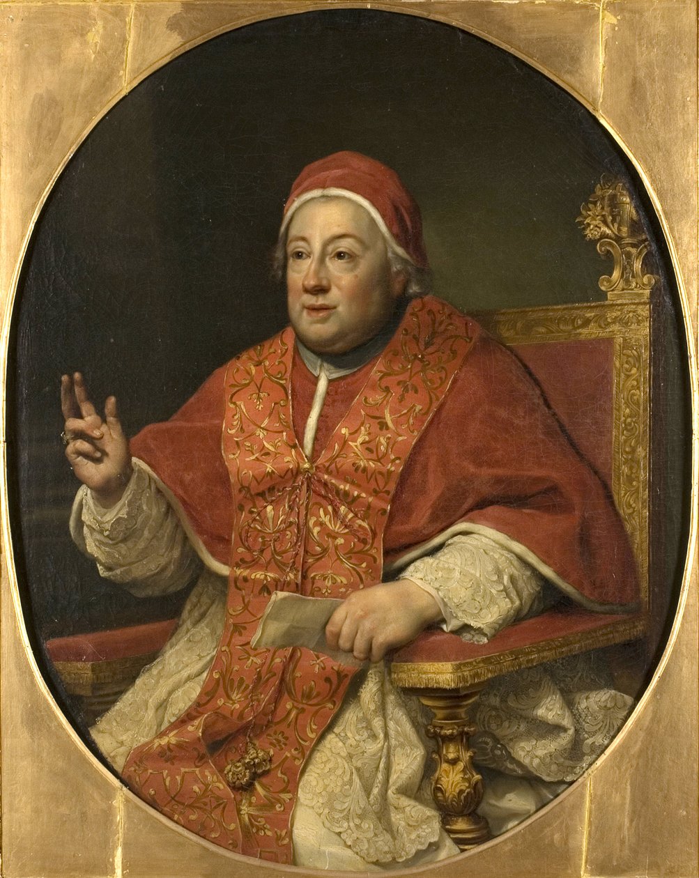 Le pape Clemente XIII - Retrato do Papa Clemente XIII (1693-1769), de Mengs, Anton Raphael (1728-1779). Óleo sobre tela. Dimensão : 114x95 cm. Nationalmuseum Estocolmo de Anton Raphael Mengs