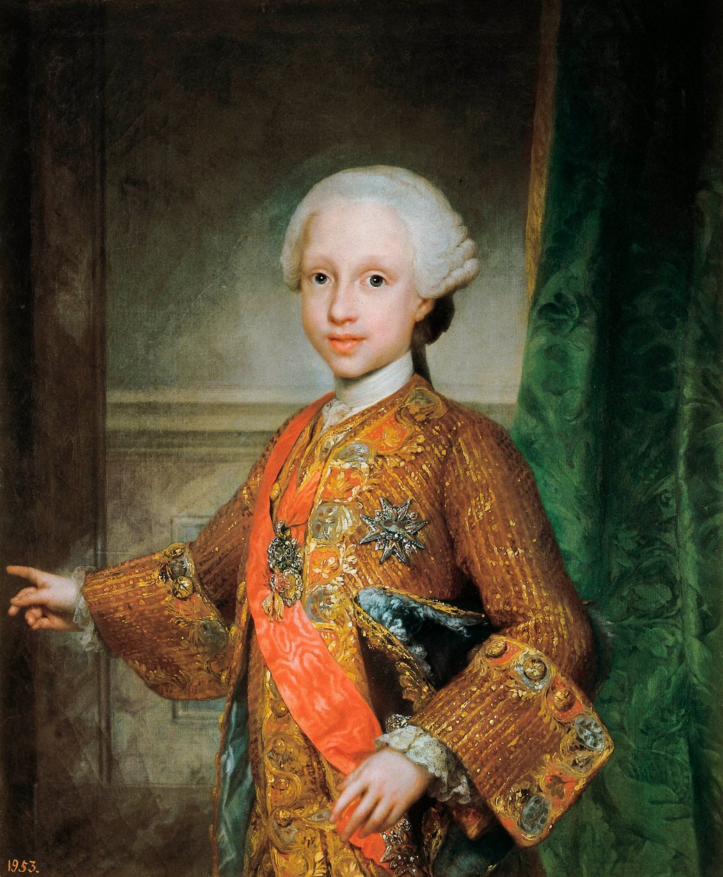 Retrato de François Xavier de Bourbon (1757-1771), Infante de Espanha, Cavaleiro do Espírito Santo. Pintura de Anton Raphael Mengs (1728-1779). Cerca de 1765. Madrid. Museu do Prado. de Anton Raphael Mengs