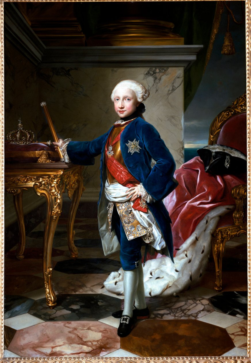 Retrato de Fernando I de Bourbon ou Ferdinando IV, Rei de Nápoles, aos nove anos de idade de Anton Raphael Mengs