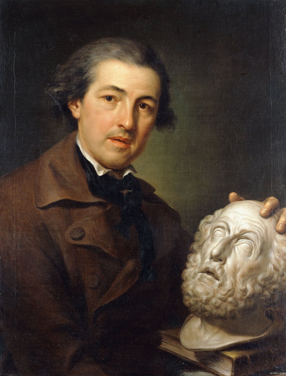 Retrato de Giuseppe Franchi, meio comprimento, segurando um busto de Homero, c.1771-73 de Anton Raphael Mengs