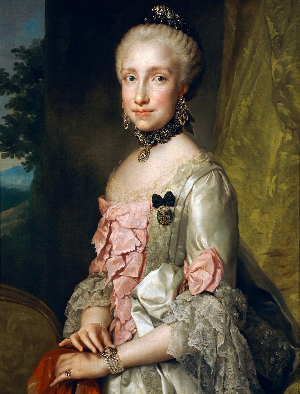 Retrato de Maria Luisa de Bourbon por ocasião do seu noivado em casamento, de Anton Raphael Mengs, Circa 1764, óleo sobre tela de Anton Raphael Mengs