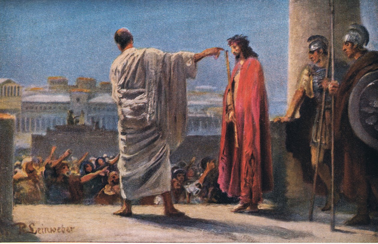 Jesus antes de Pilatos, de Hulberts História da Bíblia publicada por The John Winston Company, 1932 de Anton Robert Leinweber