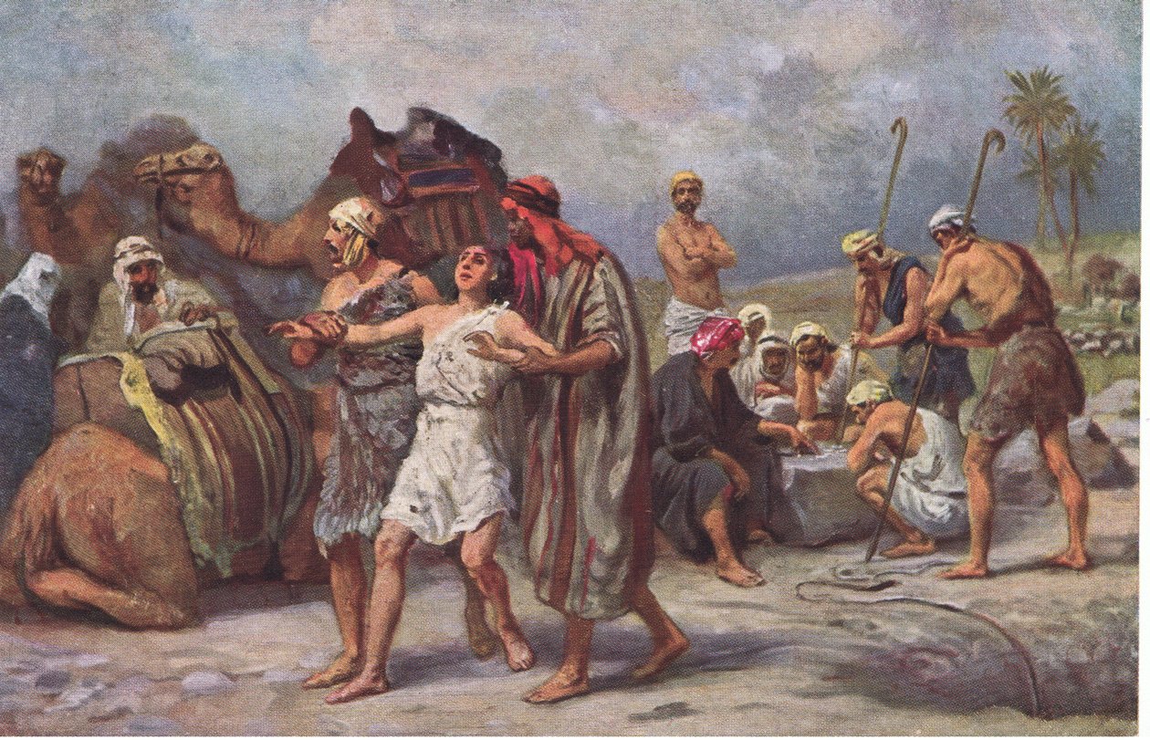 Joseph vendeu por seus irmãos, da história de Hulbert da Bíblia publicada por The John Winston Company, 1932 de Anton Robert Leinweber