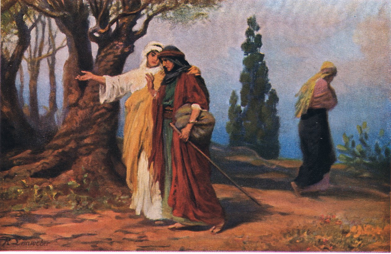 Naomi e Ruth, de Hulberts História da Bíblia publicada por The John Winston Company, 1932 de Anton Robert Leinweber