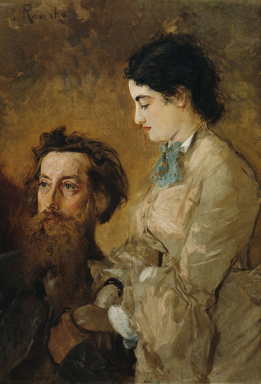 O escultor Reinhold Begas com a sua esposa Margarethe de Anton Romako
