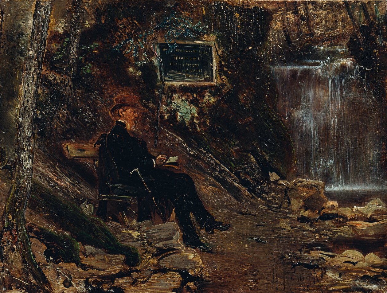 O escritor Hermann Rollett na cachoeira de Anton Romako