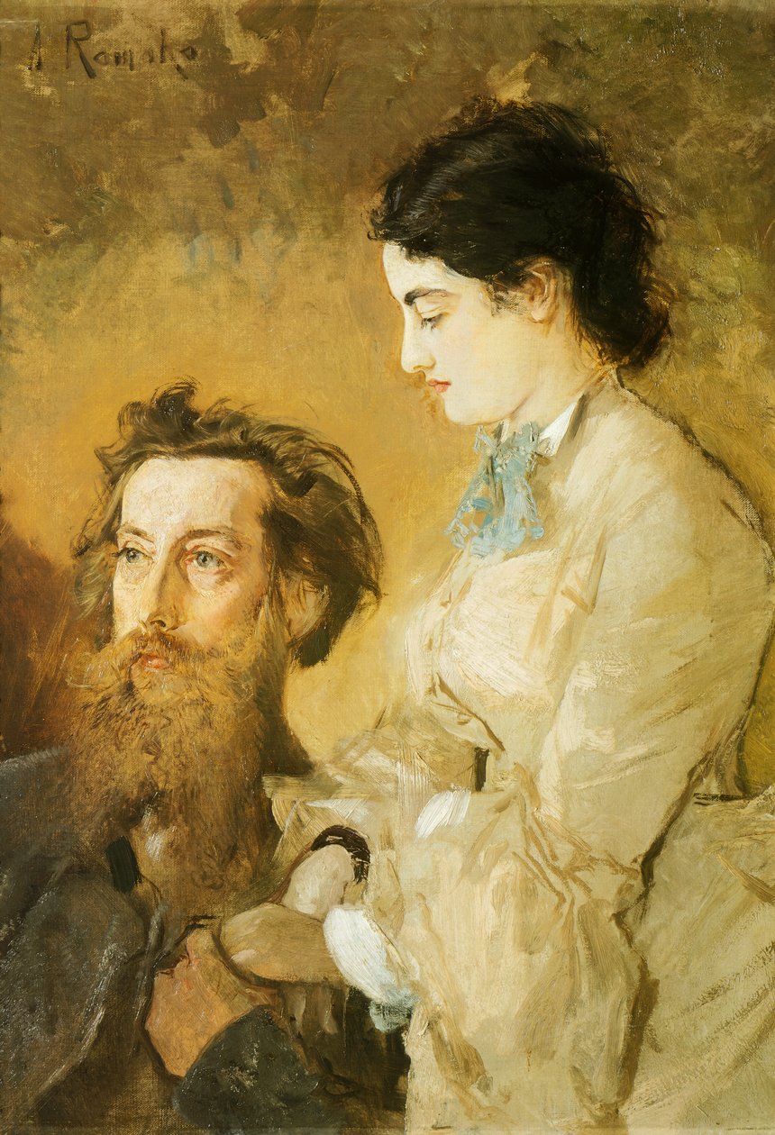 Retrato do escultor Reinhold Begas com a sua mulher de Anton Romako