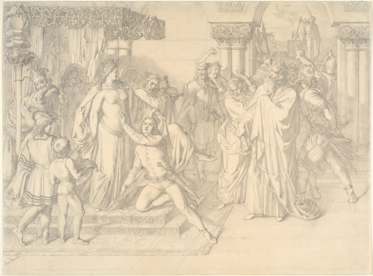 Concurso de Cantores em Wartburg, c. 1853 de Anton Romako