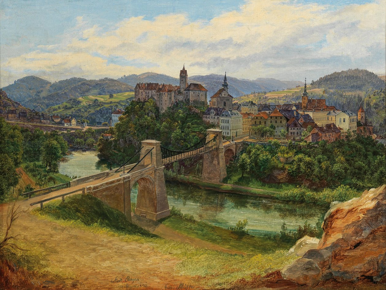 Vista da cidade de Loket na República Checa (Elbogen an der Eger) de Anton Schiffer