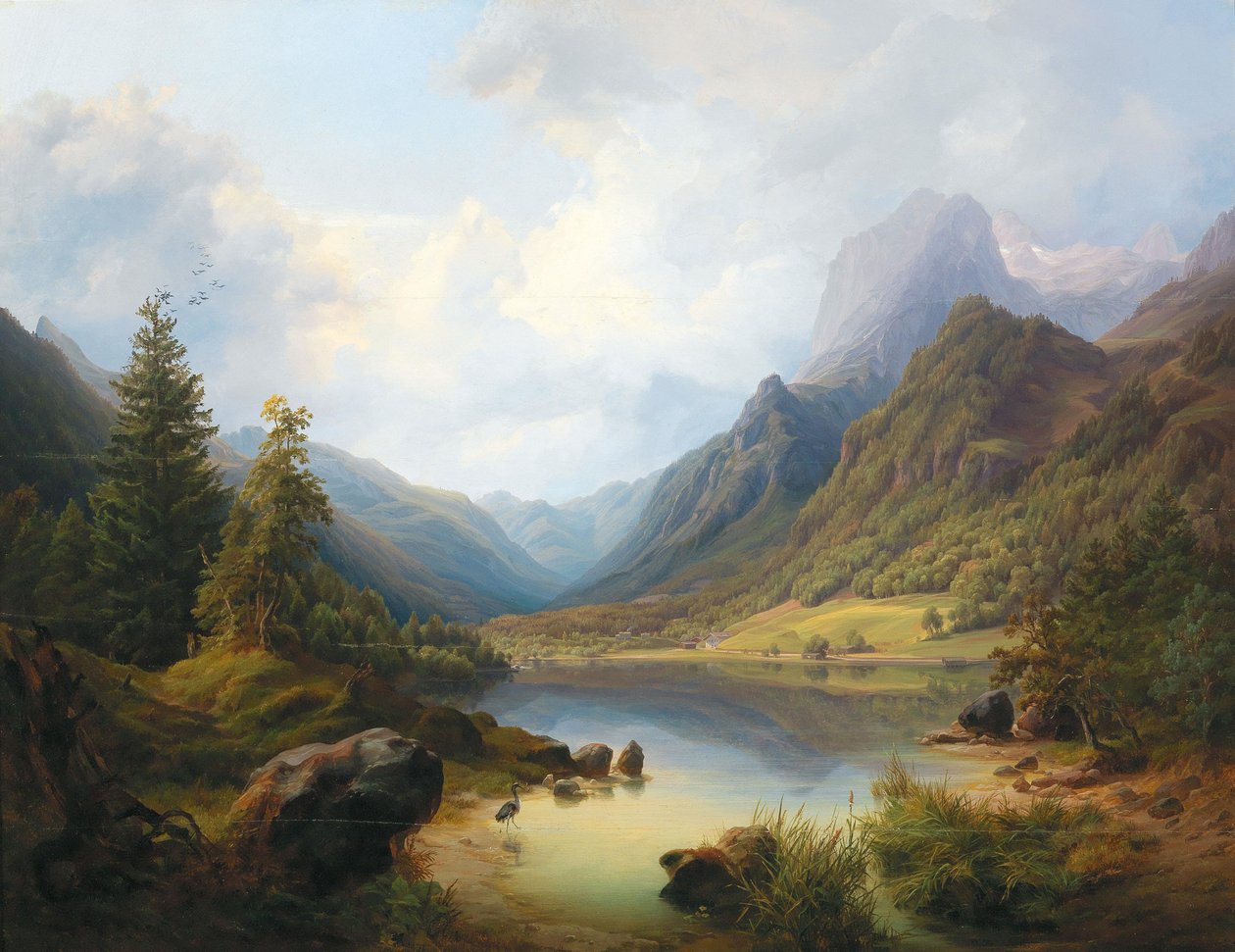 Uma vista do Hintersee com Reiteralm de Anton Schiffer