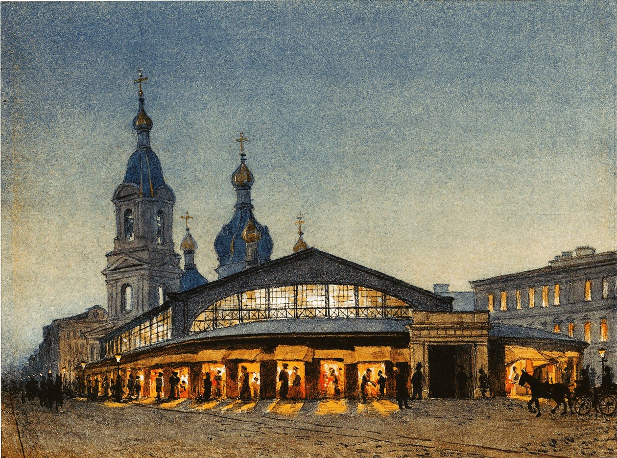 O Feno A Praça Sennaya e a Igreja do Salvador em São Petersburgo de Anton Sergeevich Lytkin