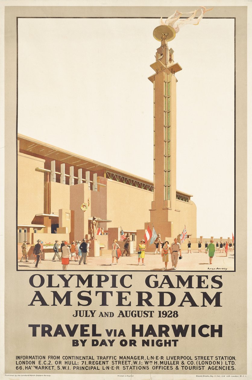Um cartaz publicitário dos Jogos Olímpicos de 1928 em Amesterdão de Anton Van Anrooy