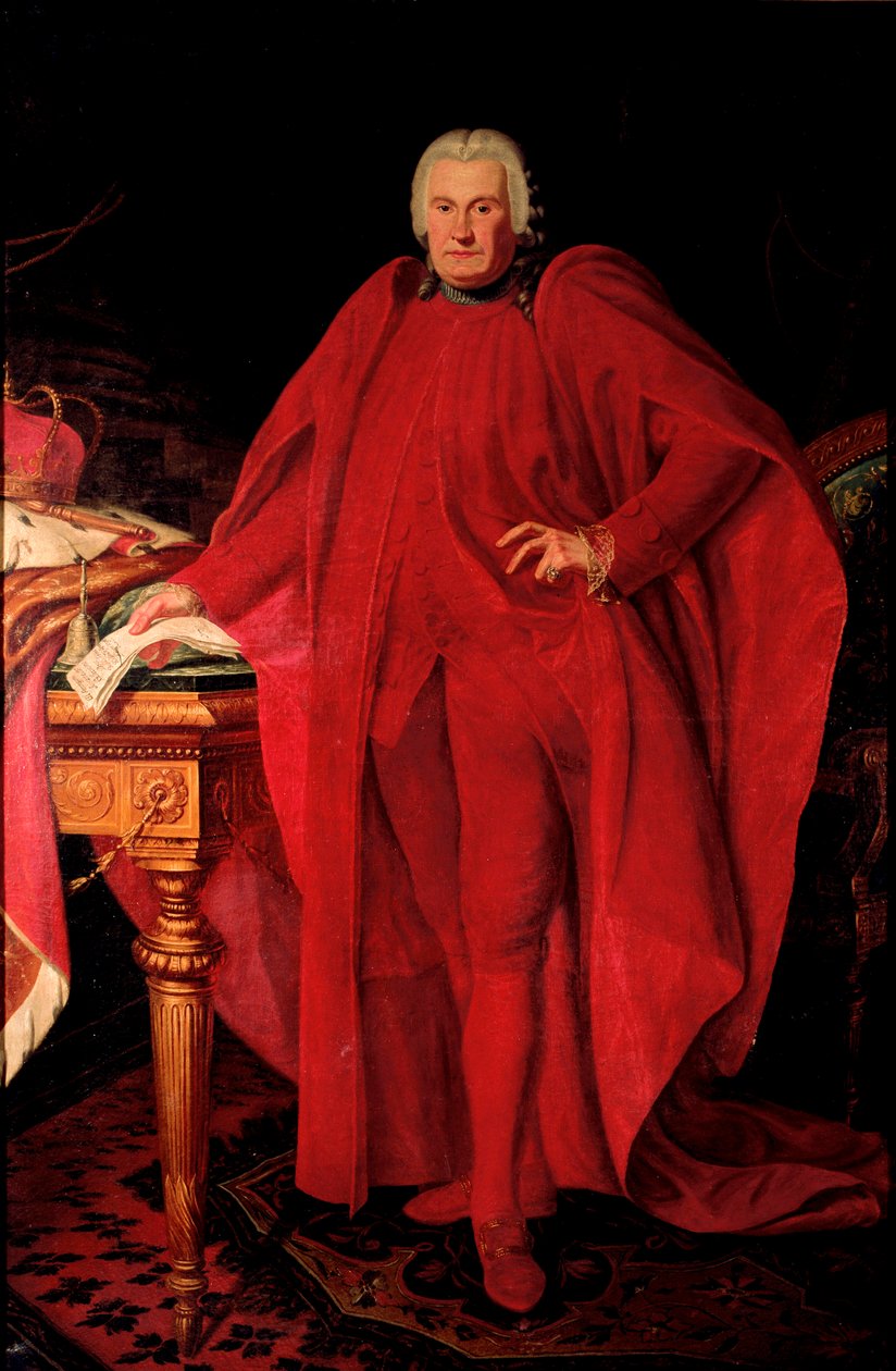 Retrato de Alerame Maria Pallavicino (1730-1805) Doge da República de Genes de 1789 a 1791 Pintura de Anton von Maron (1733-1808) Sol. 223x148 cm Genes, princípio de Collezione Domenico Pallavicino de Anton von Maron