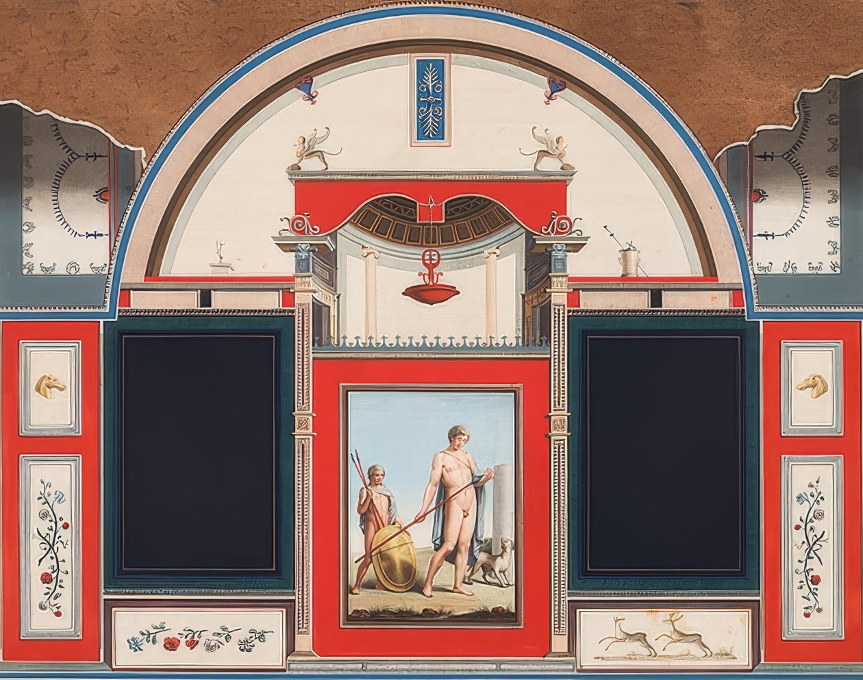Mural de uma casa romana em razão da Villa Negroni, em Roma, Adonis com um jovem. 1779 de Anton von Maron