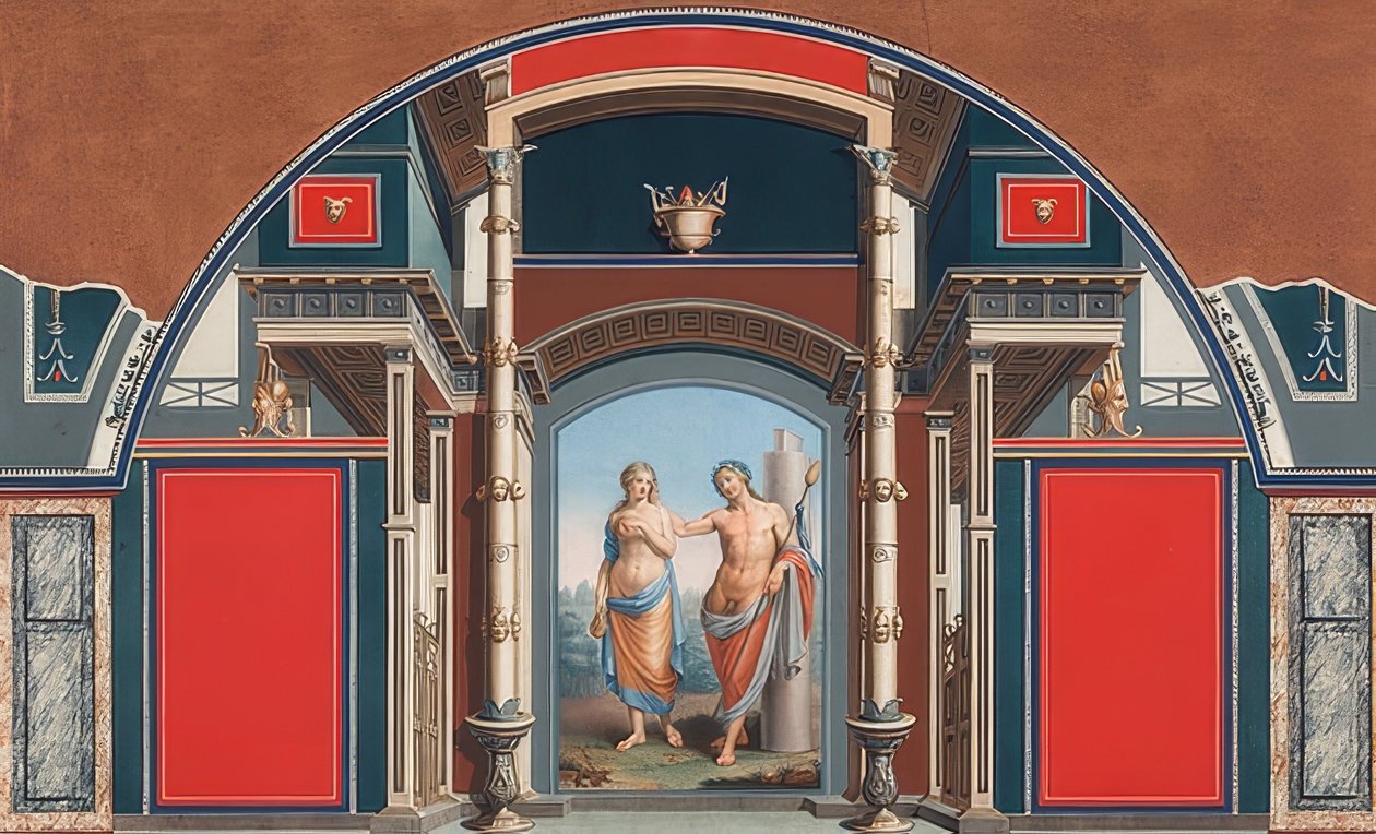 Mural de uma casa romana em razão da Villa Negroni em Roma, Baco e Ariadne. 1783 de Anton von Maron