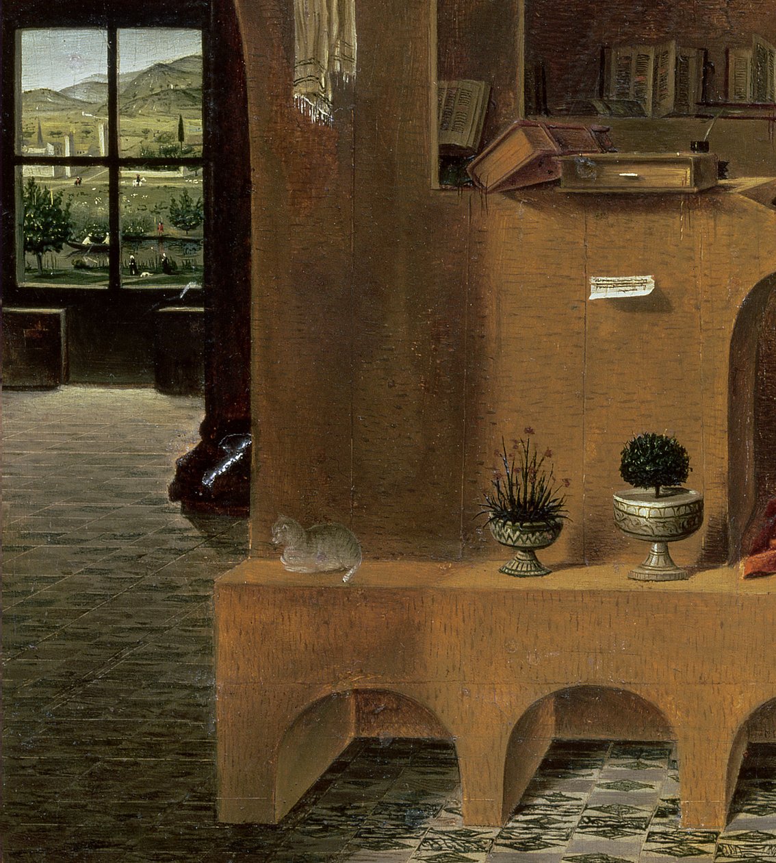 São Jerônimo em seu estudo, c.1475 (detalhe de 29420) de Antonello da Messina