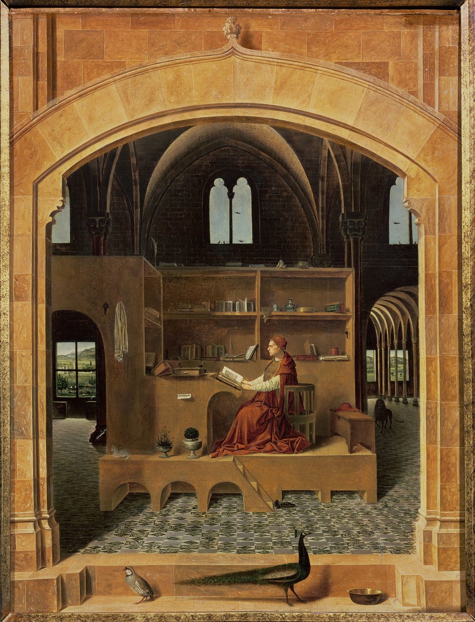 São Jerônimo em seu estudo, c.1475 (ver 259352 para detalhes) de Antonello da Messina