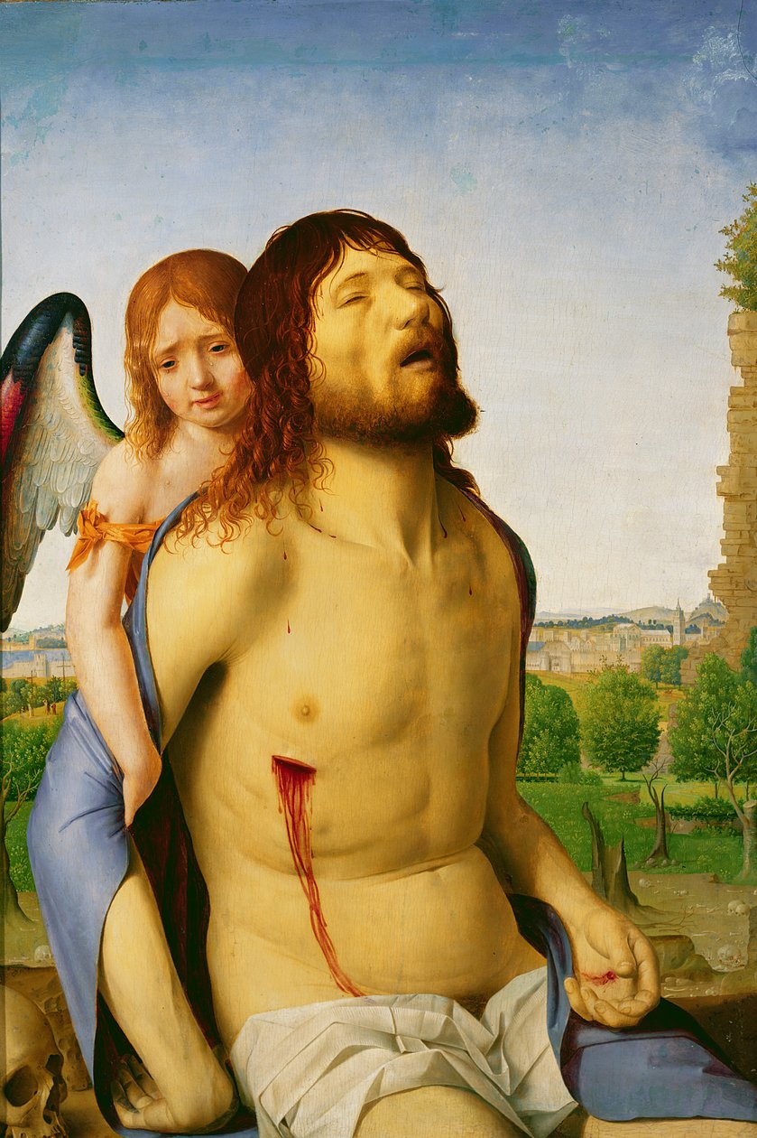 O Cristo Morto Apoiado por um Anjo, c.147578 de Antonello da Messina