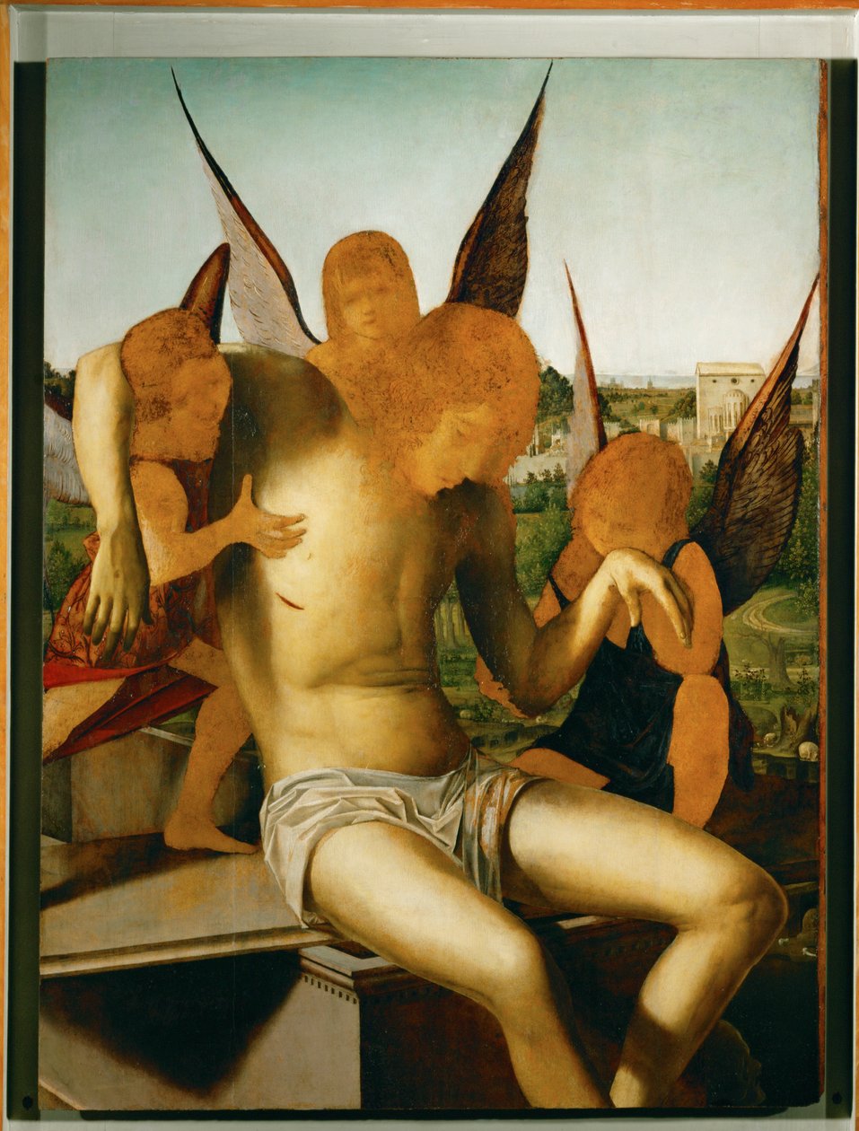 Pietá com três anjos, c.1475 (óleo sobre madeira) de Antonello da Messina