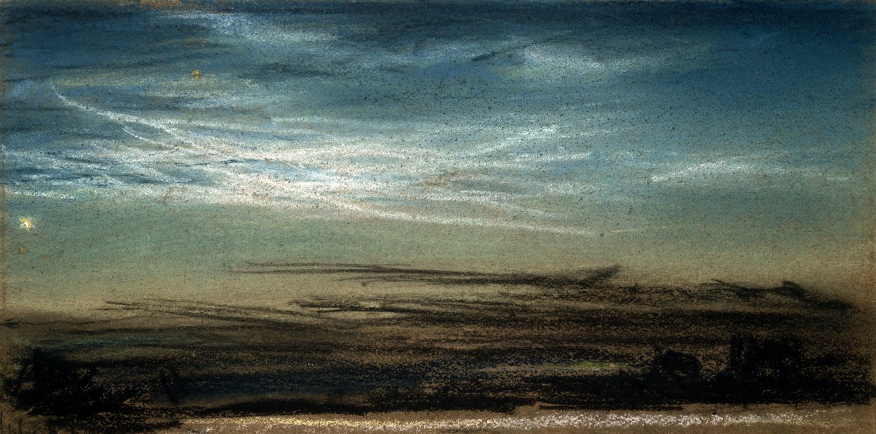 Pôr-do-sol e nuvem noctilucente, 6 de Julho de 1885 de Frederick (attr. to) Barnard