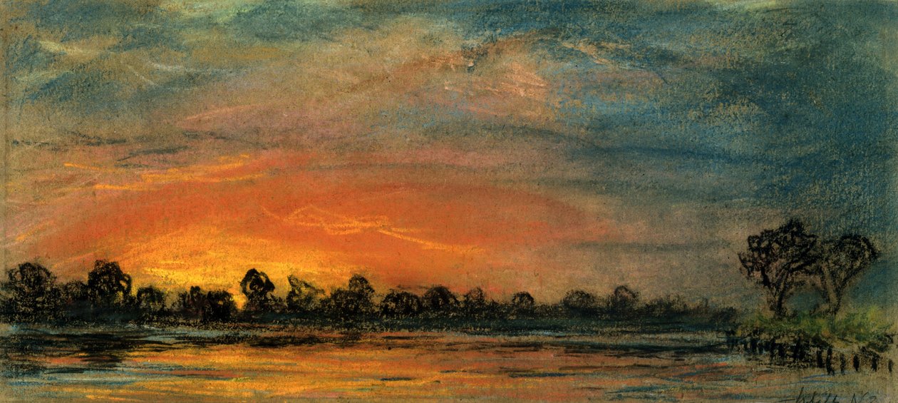 Pôr-do-sol em Chelsea, Londres de Frederick (attr. to) Barnard