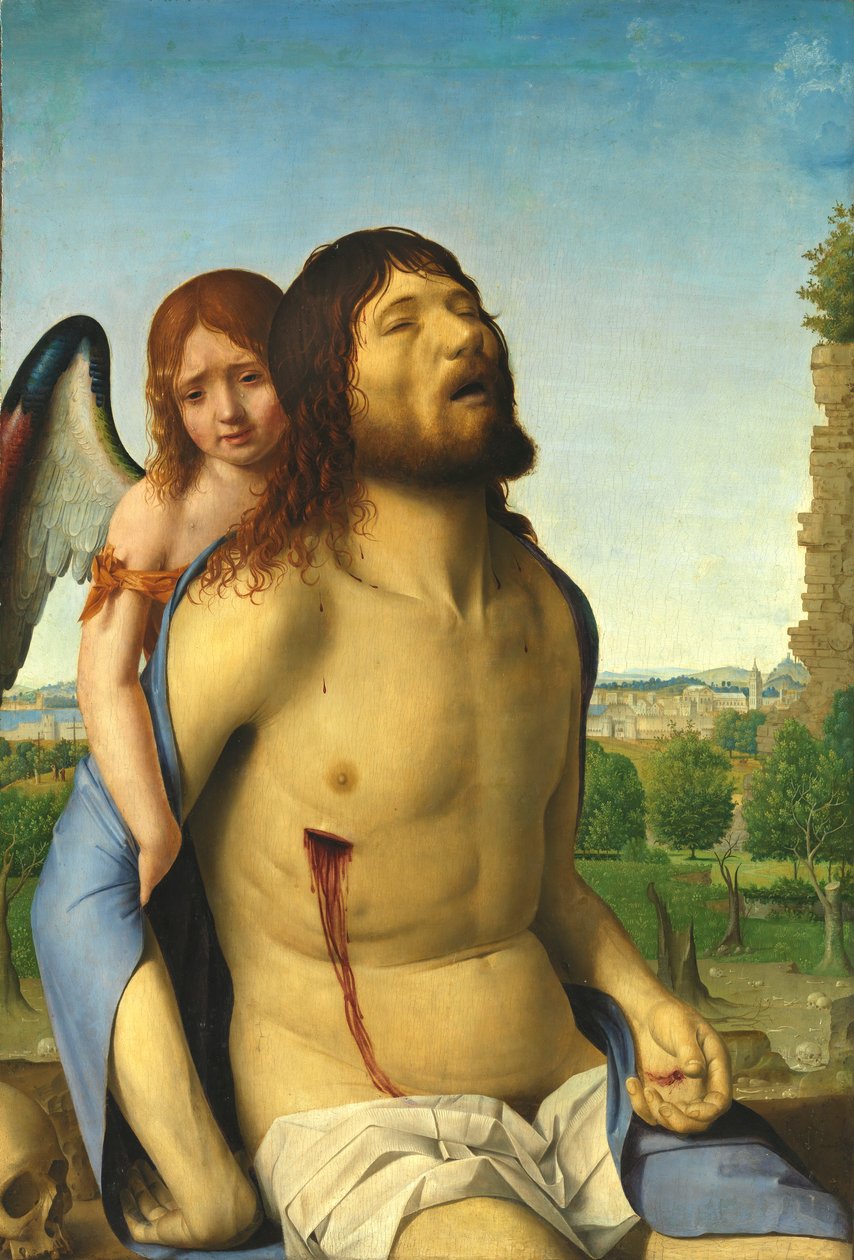 O Cristo morto amparado por um anjo de Antonello da Messina