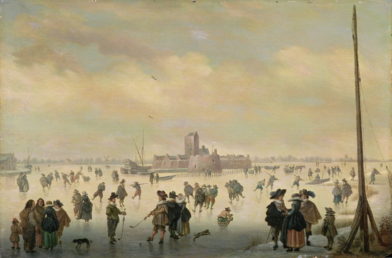 Cena de patinagem (óleo sobre painel) de Antoni (1594 1641) Verstralen