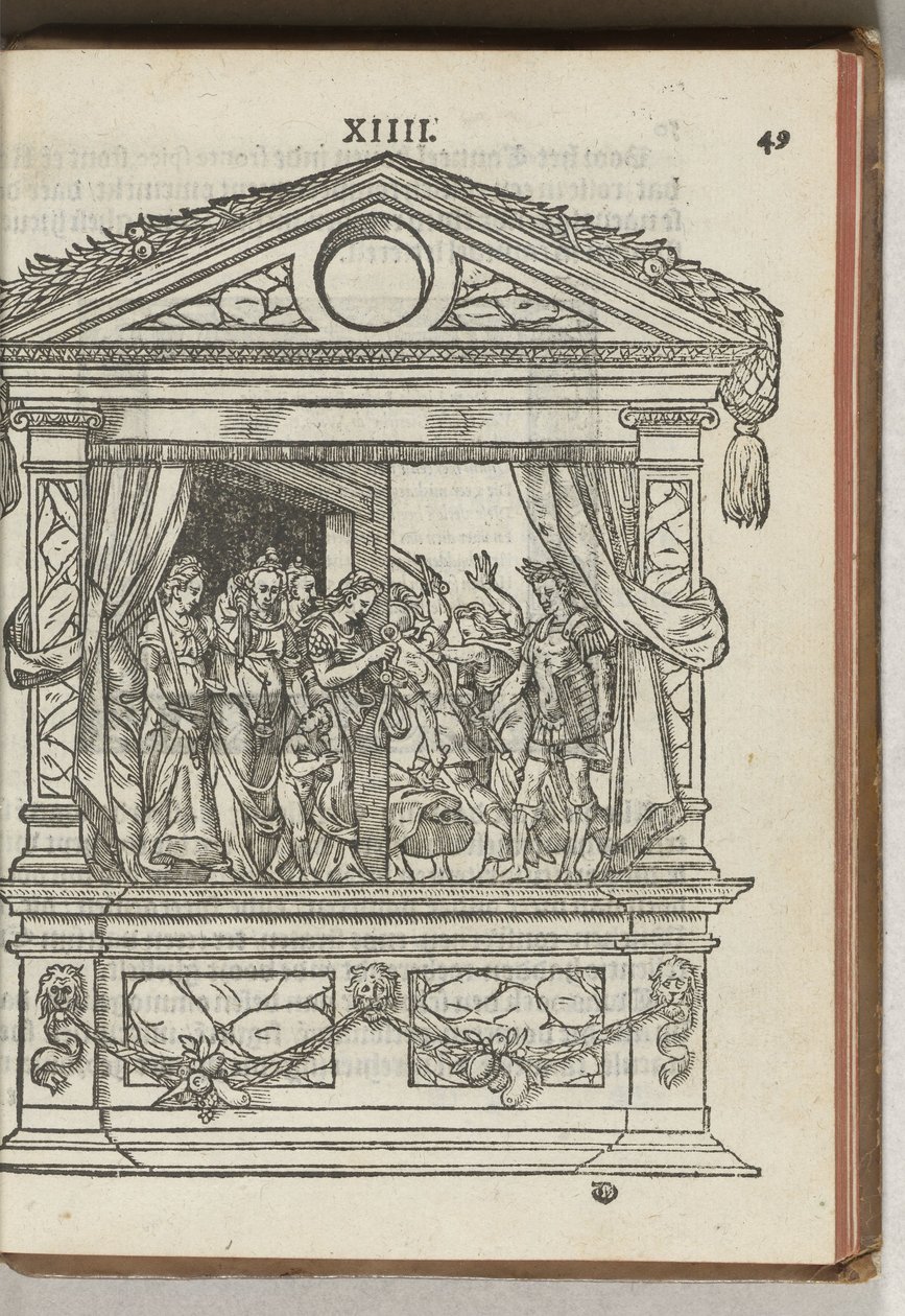 Terceiro conjunto de palco decorado: o príncipe liberta as virtudes do cativeiro, 1577 de Antoni van Leest
