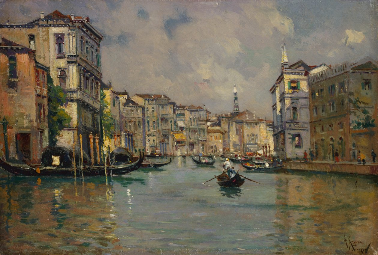 Riva degli Schiavoni, Veneza (óleo sobre madeira) de Antonia Maria de Reyna Manescau
