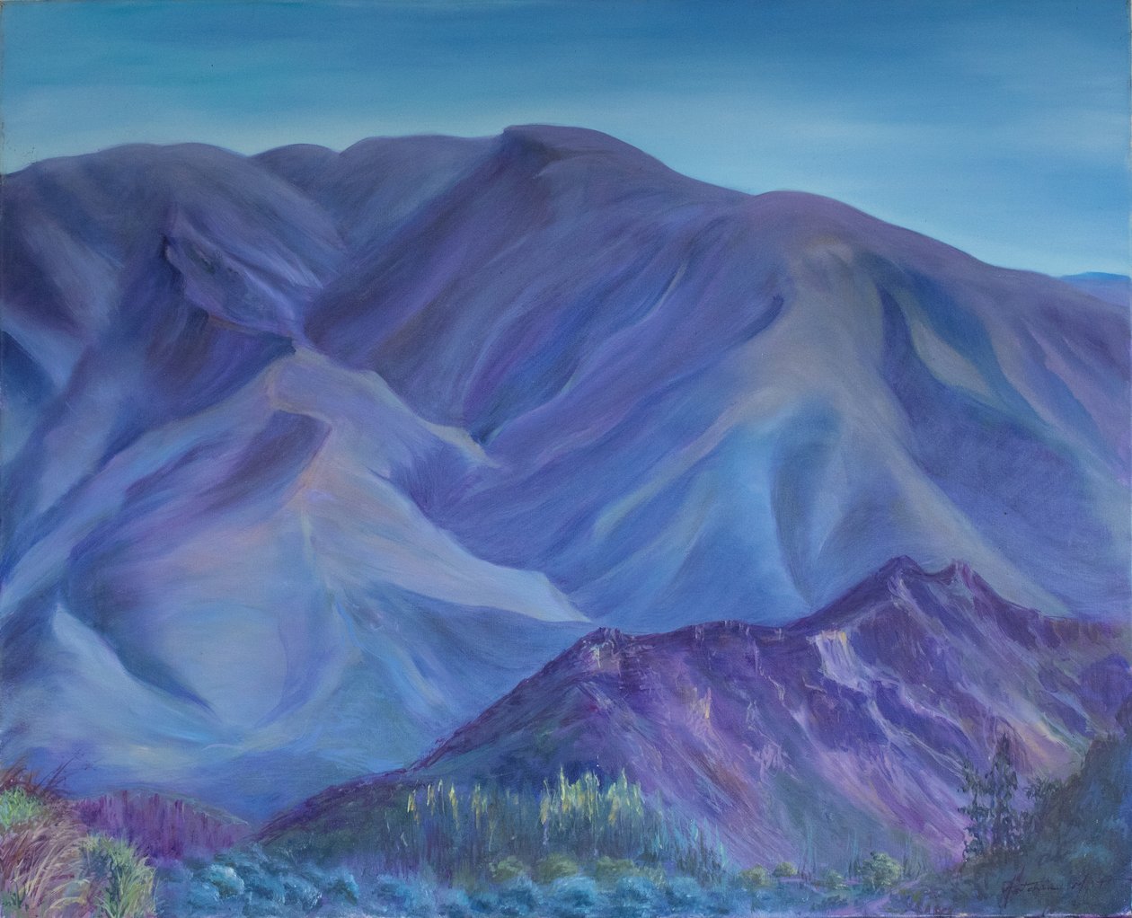 Montanha azul, Andaluzia, 2001 (óleo sobre tela) de Antonia Myatt
