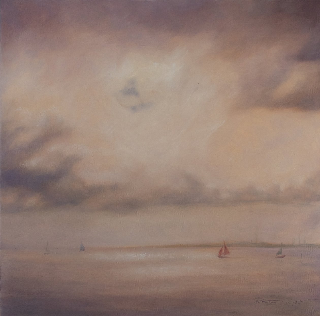 Família de barcos, 2014 (óleo sobre tela) de Antonia Myatt