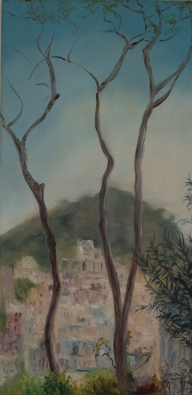 Árvores italianas, costa de Almalfi, 2018 (óleo sobre tela) de Antonia Myatt