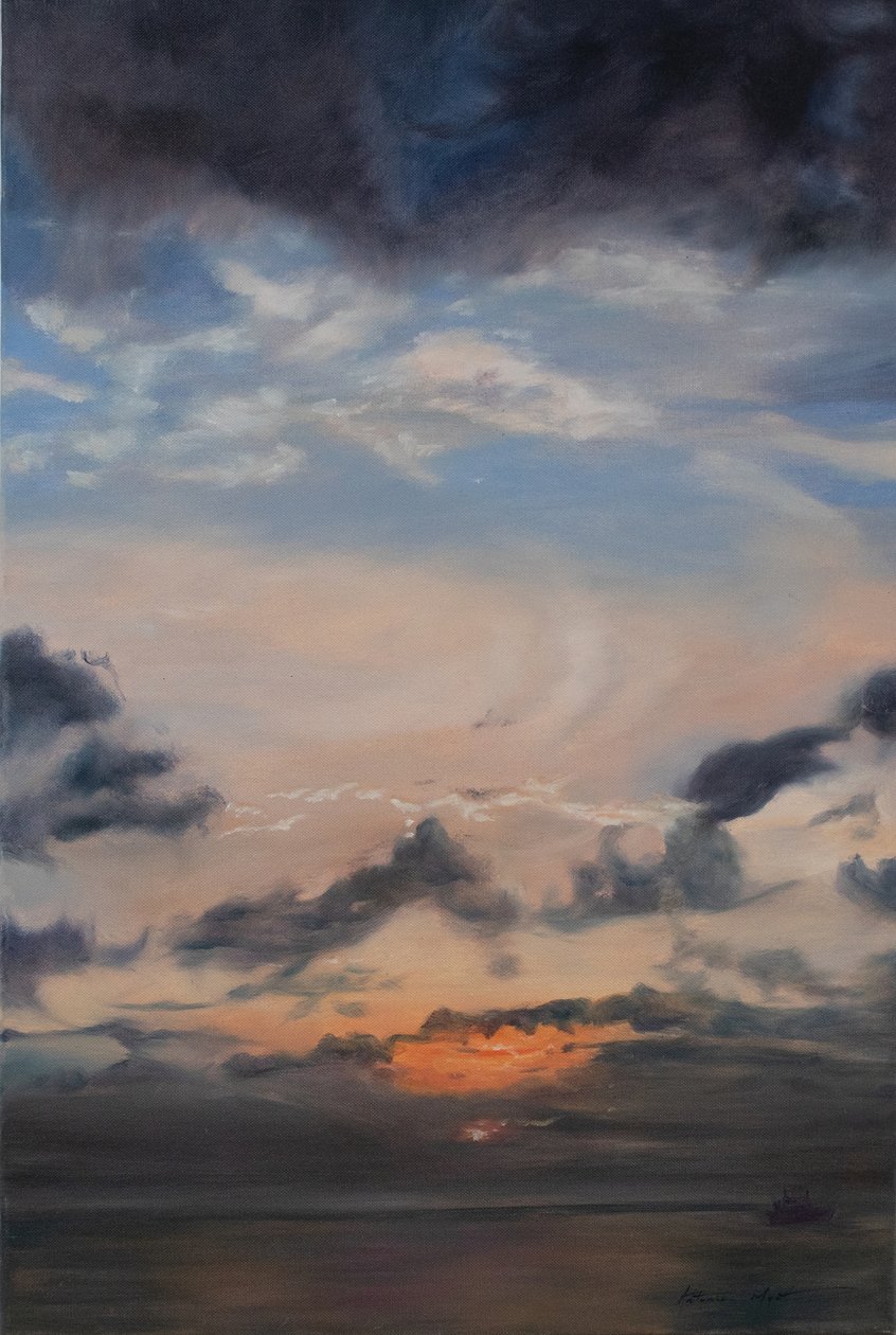 Nuvens de salmão, 2011 (óleo sobre tela) de Antonia Myatt