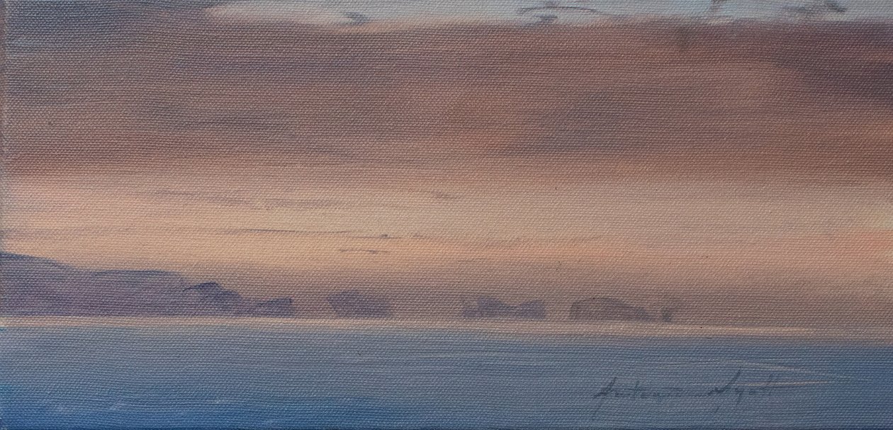 Seven Sisters, Lymington, 2019 (óleo sobre tela) de Antonia Myatt
