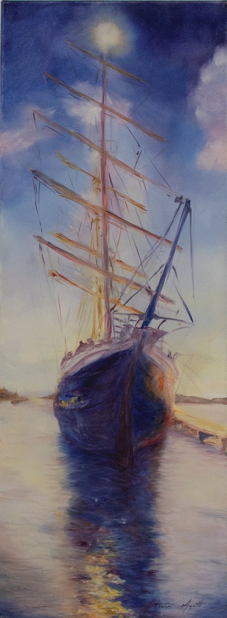 Tenazious na baía de Antigua, 2008 (óleo sobre tela) de Antonia Myatt