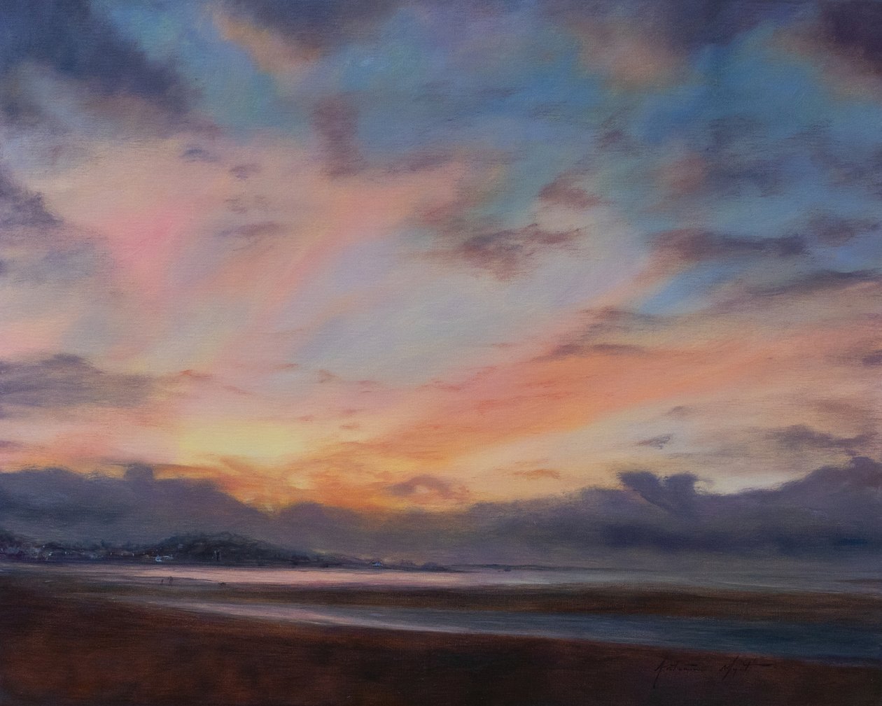 Whispery clouds Devon, 2022 (óleo sobre tela) de Antonia Myatt
