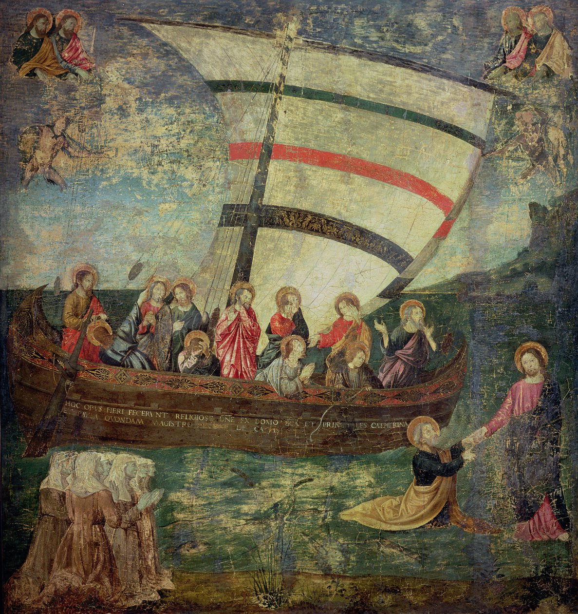 Cristo andando na água, depois do &39;Navicella&39; de Giotto de Antoniazzo Romano