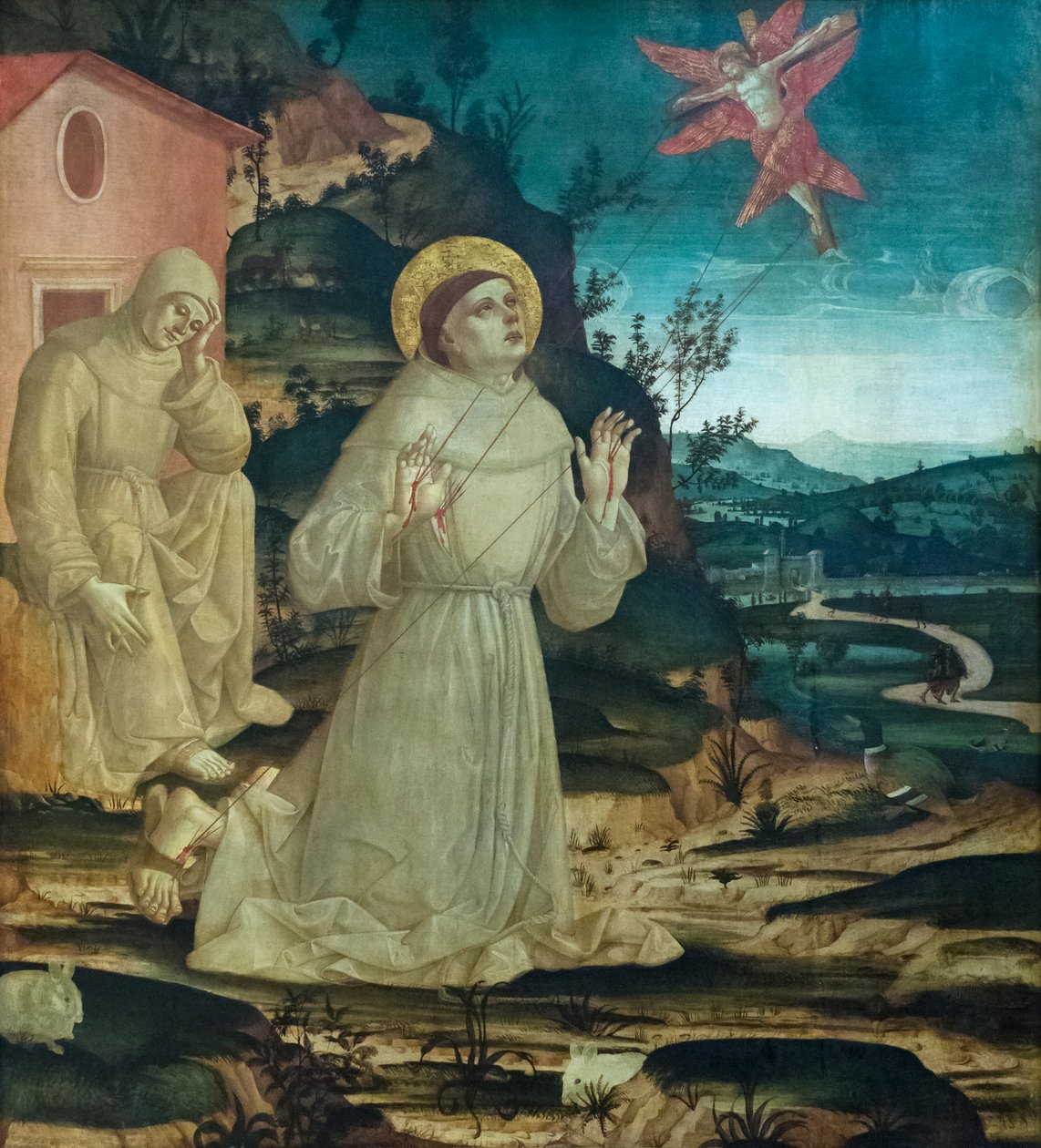 São Francisco de Assis a receber os estigmas (tempera sobre painel de madeira) de Antoniazzo (workshop of) Romano