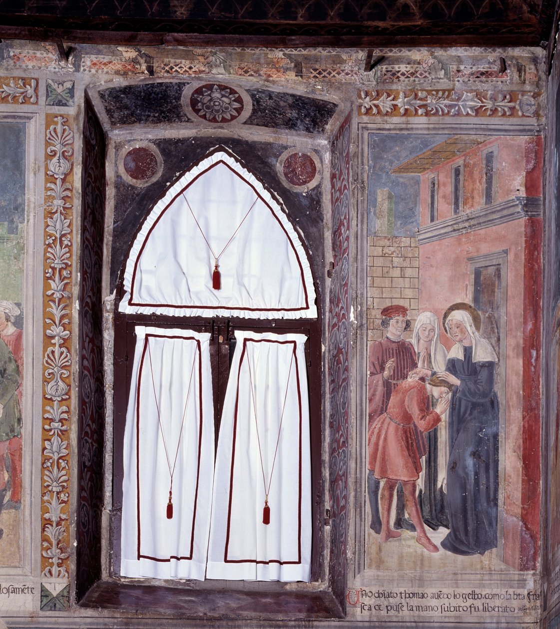 Vida de Santa Francesca Romana : Um corcunda é curado pela santa (Fresco de Antoniazzo Romano