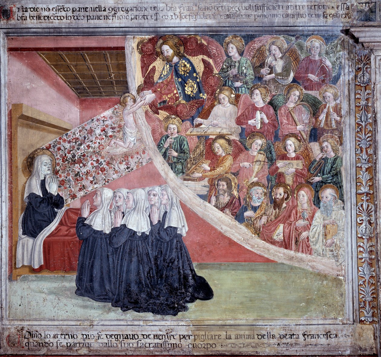Vida de Santa Francisca Romana : A morte da santa depois de ter dito as Vésperas, 9 de Março de 1440 (Fresco de Antoniazzo Romano
