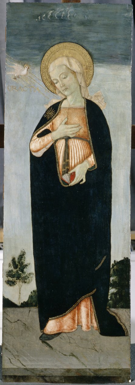 Maria na Anunciação, c.1500 (têmpera sobre madeira de choupo) de Antoniazzo Romano