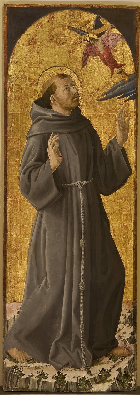 São Francisco - São Francisco de Assis par Romano, Antoniazzo (1430/35-1508). Óleo sobre madeira, tamanho : 173x61,5, , Museo Civico, Rieti de Antoniazzo Romano