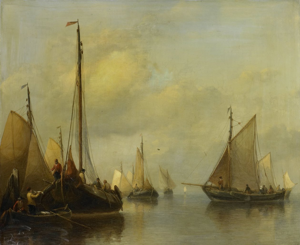 Barcos de pesca em águas calmas de Antonie Waldorp