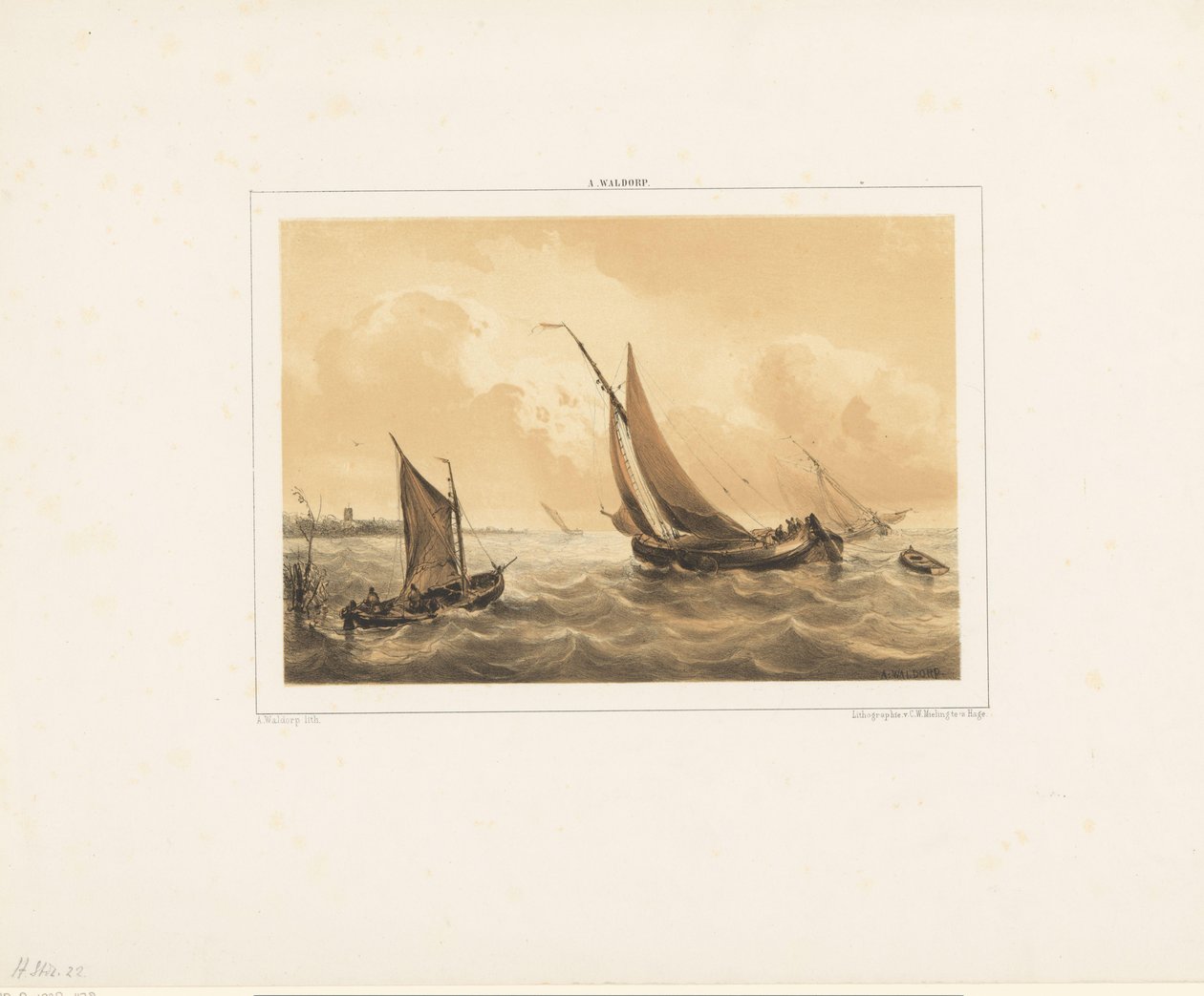 Barcos à vela no mar de Antonie Waldorp