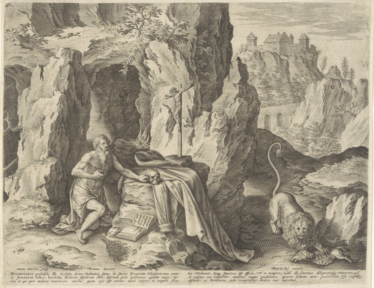 H. Hieronymus como um penitente no deserto de Antonie Wierix (II)