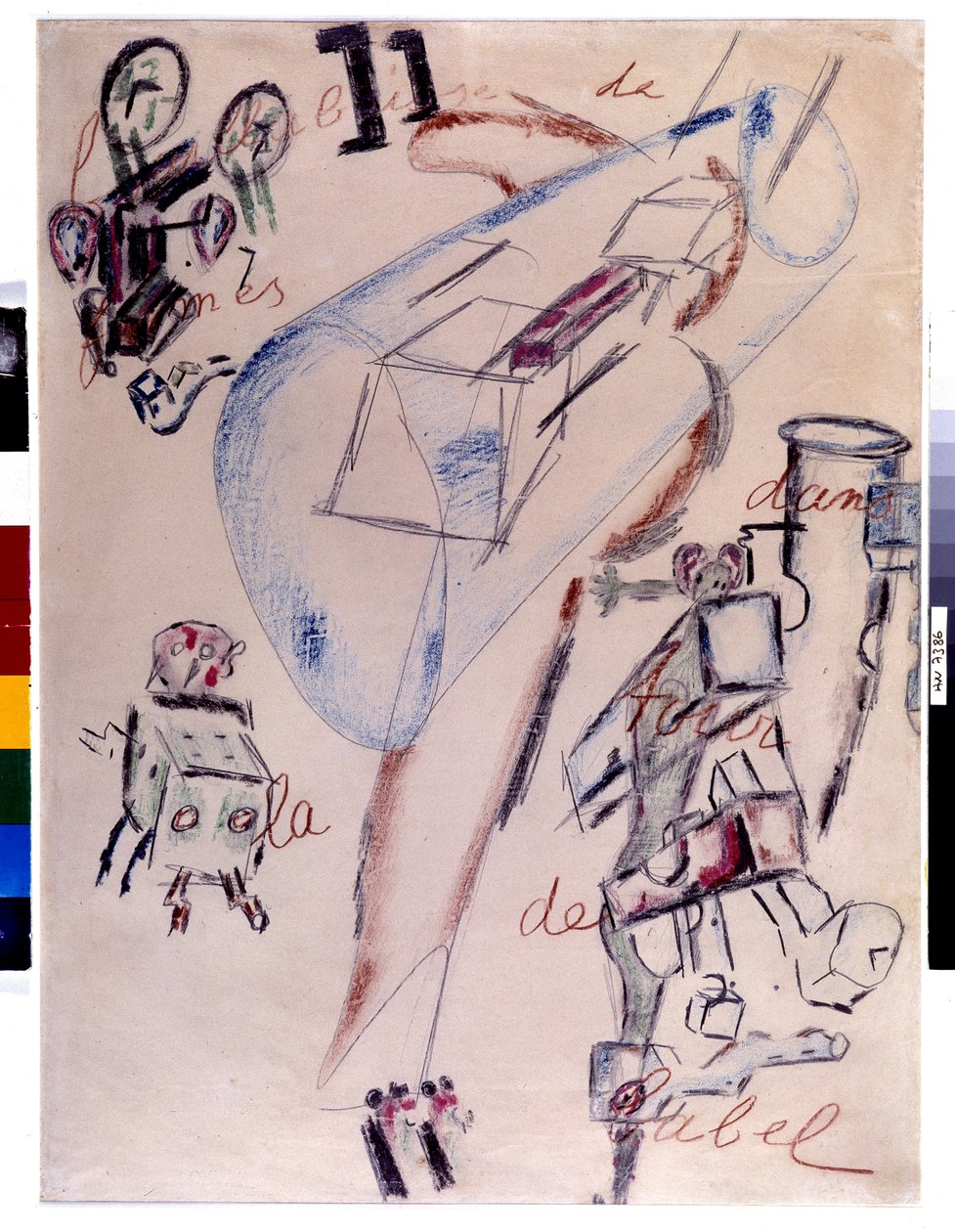 A bouillabaisse de formas na Torre de Babel, fevereiro de 1946 (desenho) de Antonin Artaud