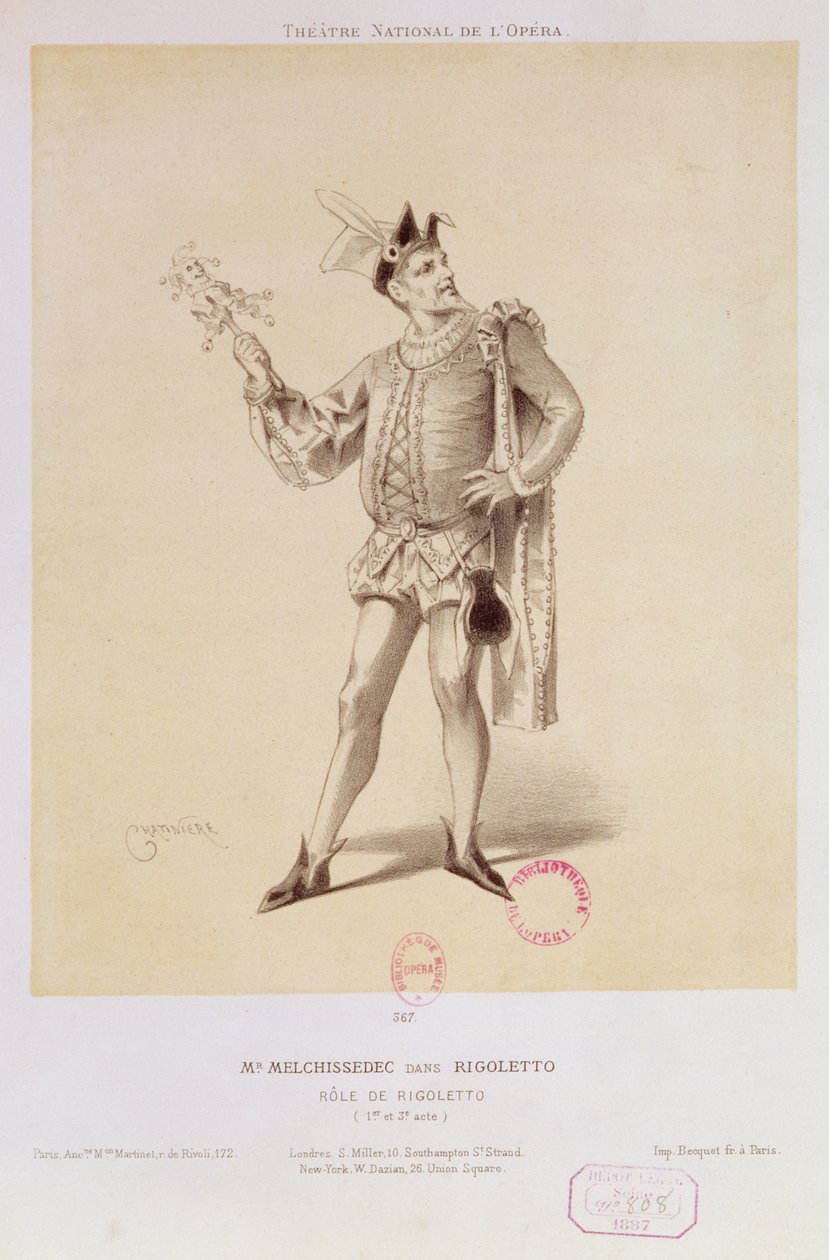 Retrato do Sr. Melchissedec como Rigoletto em Rigoletto por Verdi de Antonin Marie Chatiniere